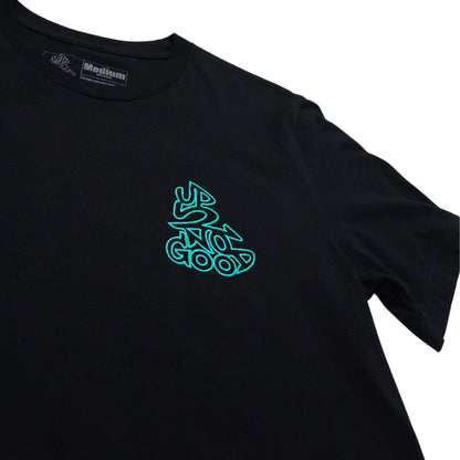 Up2NoGood Small Logo Tee in Black and Sea-Foam